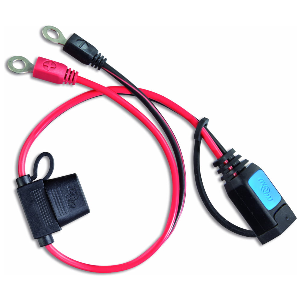 The M6 grommet connector with fuse is an accessory for the Blue Smart IP65 charger with DC connector.