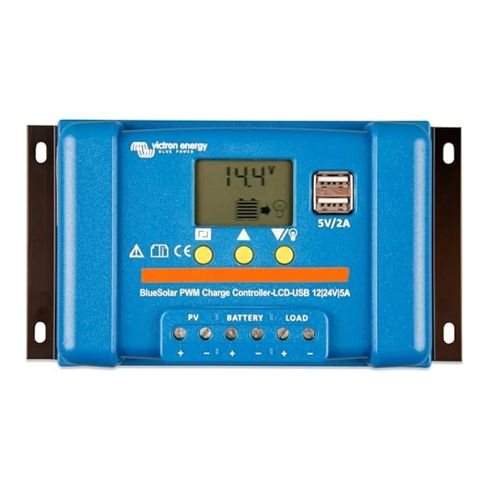 Regulador BlueSolar Victron PWM-LCD y USB 12/24V-5A - SCC010005050
