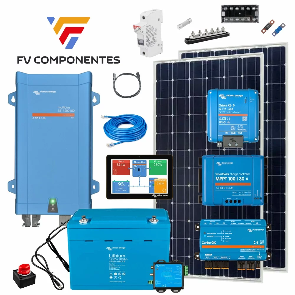 Solar Kit Camper Victron Multiplus 1200W - Lithium 200Ah - Full