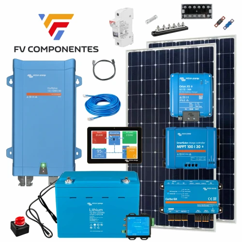 Kit Solar Camper Victron Multiplus 1200W - Litio 200Ah - Full