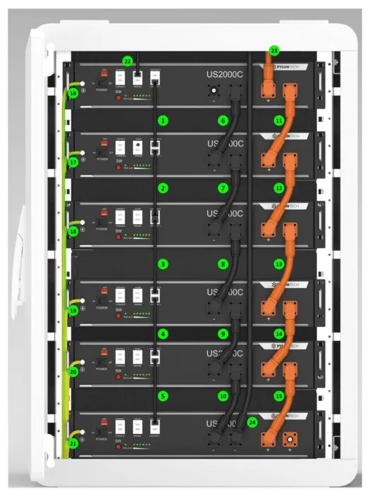 Montaje en rack Bateria de litio 2.4kWh Pylontech - US2000C 48V