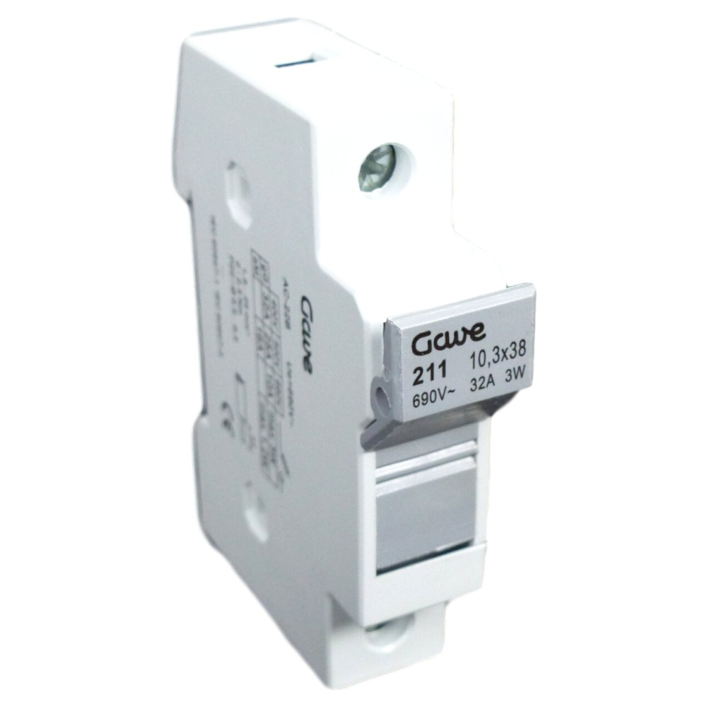 Cylindrical fuse holder base 10x38mm. 32A - Gave