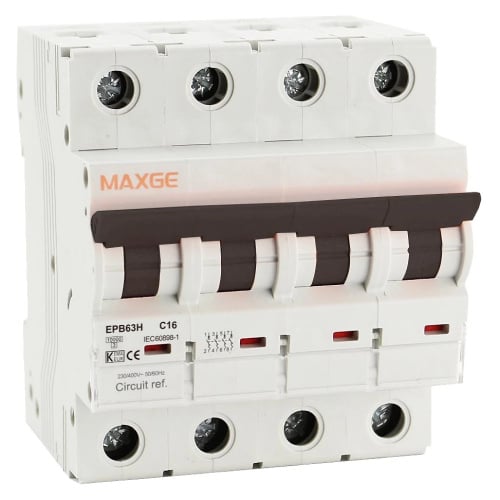 Maxge Alpha+ 4P, 16A, curve C. 10kA - EPB63H4C16