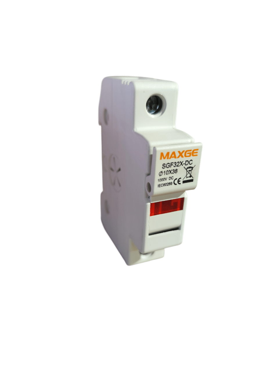 Base portafusibles cilíndricos 10x38mm 1000VDC 1P 32A. Con indicador Maxge - SGF32XDC (2)