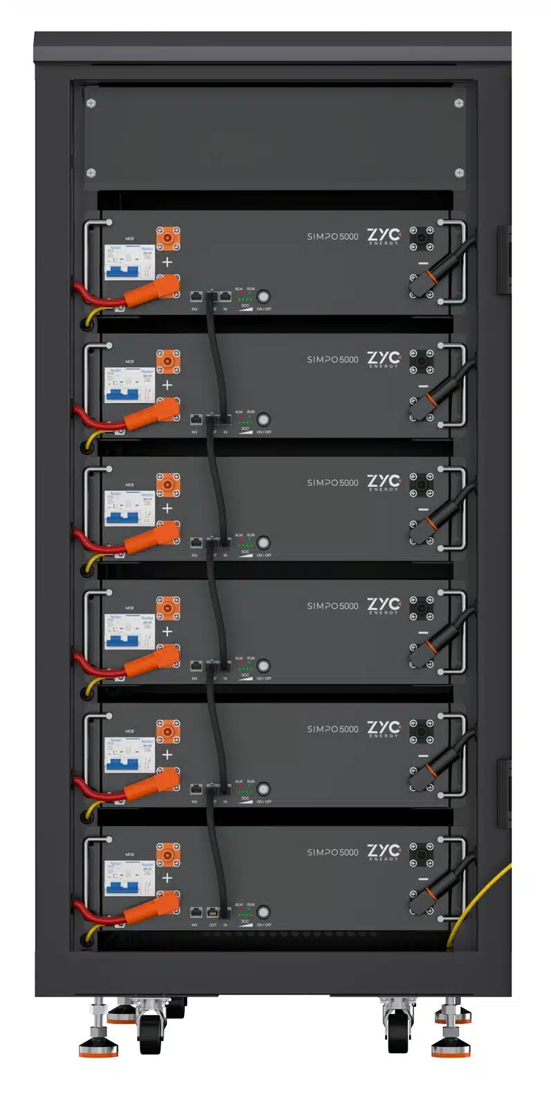 ZYC SIMPO 6-battery cabinet with the door open