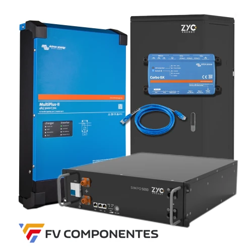 FVComponentes.com - Tienda solar especializada en Victron Energy 43 kIt Aislada Multiuplus II 5kVA + ZYC SIMPO 5000i + Armario