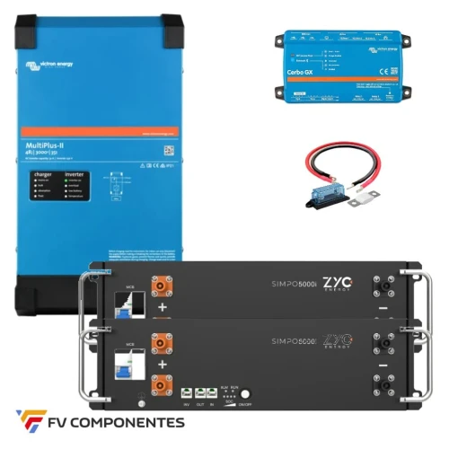 FVComponentes.com - Tienda solar especializada en Victron Energy 52 Kit Solar Aislada Victron MultiPlus II 48/3000 – 10,24 kWh ZYC SIMPO 5000i – Cerbo GX