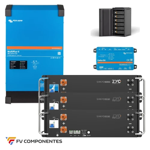 FVComponentes.com - Tienda solar especializada en Victron Energy 50 Kit Solar Aislada Victron MultiPlus II 48/5000 – 15,36 kWh ZYC SIMPO 5000i – Cerbo GX – Armario