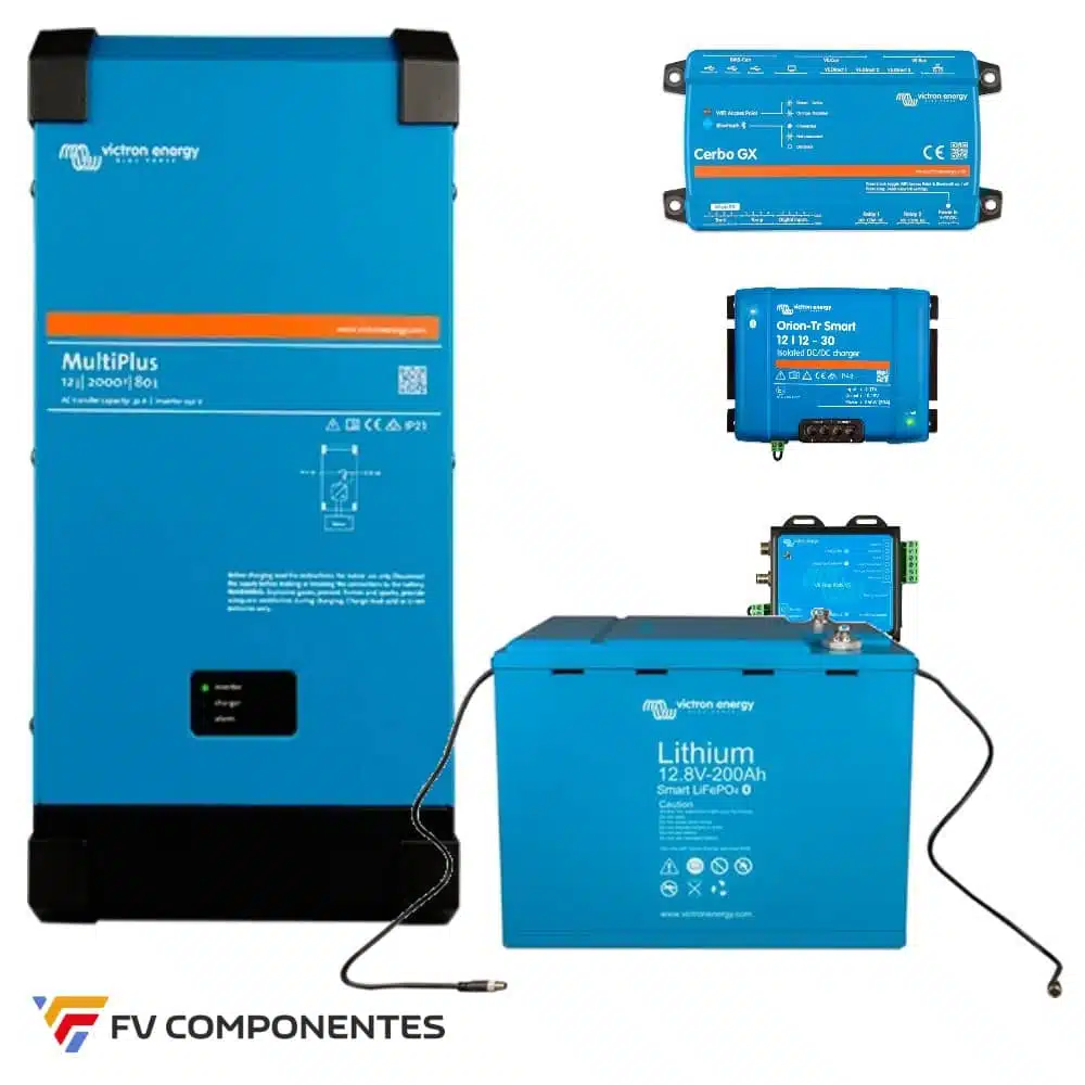 Kit solaire pour camping-car Victron Multiplus 12/2000 - Lithium 200 Ah Kit solaire pour camping-car Victron Multiplus 12/2000 - Lithium 200 Ah