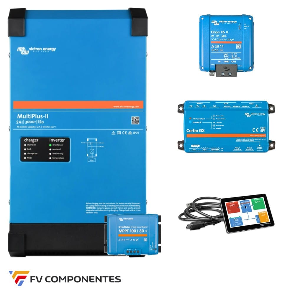 Kit solaire pour camping-car Victron Multiplus II 12/3000 XS50A 100/30 - Cerbo Kit solaire pour camping-car Victron Multiplus II 12/3000 XS50A 100/30 - Cerbo