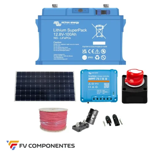 FVComponentes.com - Tienda solar especializada en Victron Energy 49 Kit solar para cámaras de vigilancia Básico 12 V 190 W con batería de litio Victron 100 Ah