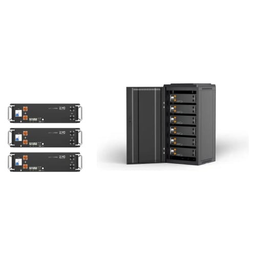 Trois batteries ZYC, SIMPO et 5000i de 5,12 kWh et une armoire précâblée ZYC, SIMPO