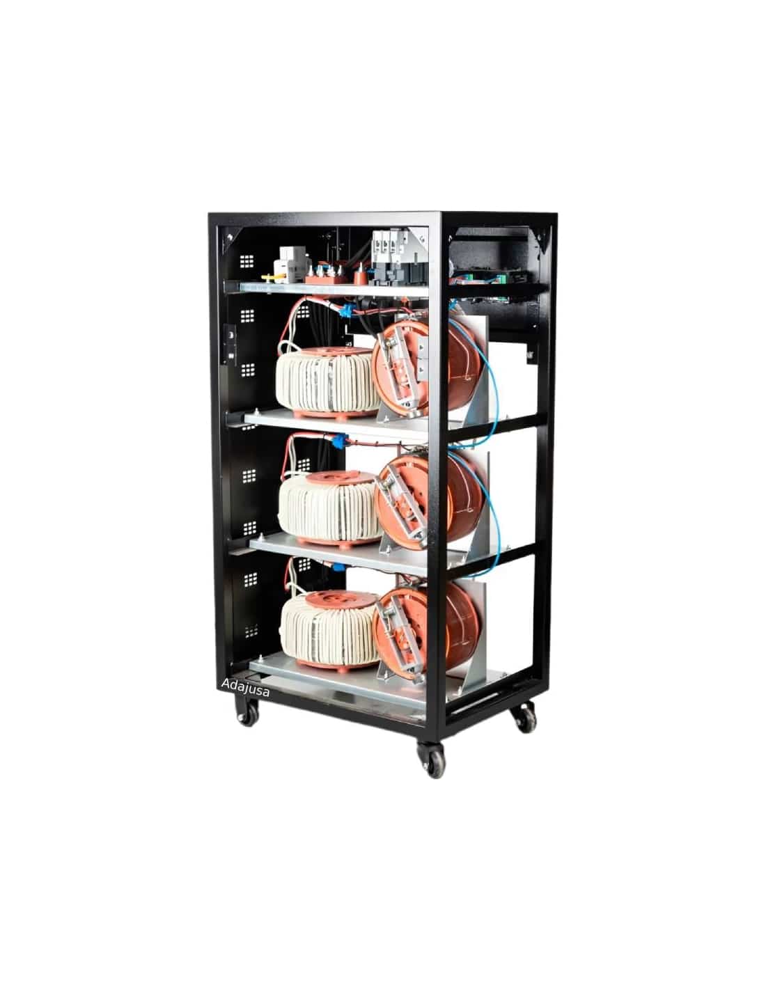 estabilizador-de-tension-trifasico-con-servomotor-60kva-48kw-1.jpg Estabilizador de tensão trifásico com servomotor de 60 kVA (48 kW), 400 V ±2%
