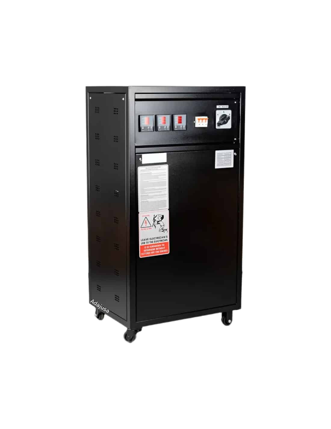estabilizador-de-tension-trifasico-con-servomotor-60kva-48kw.jpg Estabilizador de tensão trifásico com servomotor de 60 kVA (48 kW), 400 V ±2%
